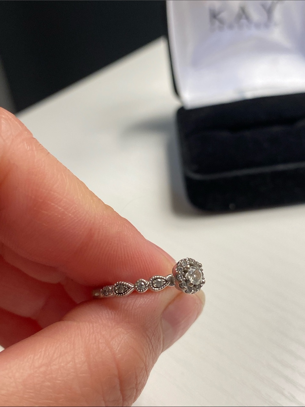 Kay Jewelers Silver Halo Diamond Accent Ring